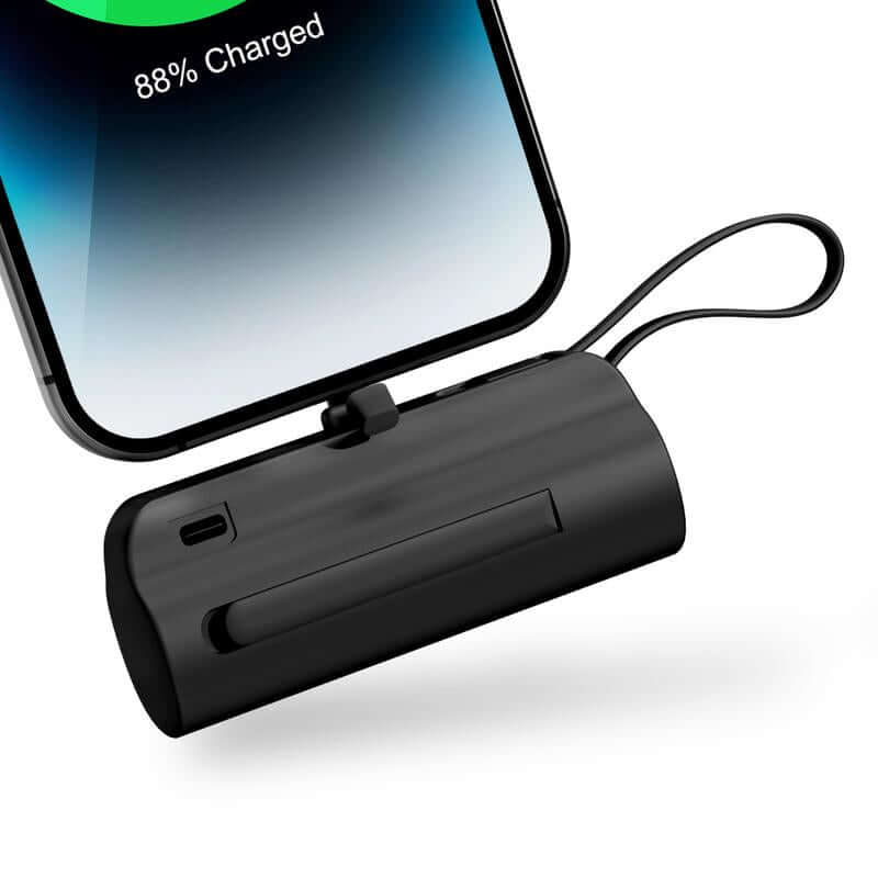 Ultra‑Compact 4500 mAh Mini Power Bank – Built‑In Dual Cables, Lanyard & Phone Stand