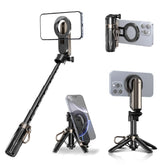 MAGIC JOHN 4-In-1 Multifunctional Magnetic Selfie Stick – 360° Rotation, Compact & Stylish, with Wireless Bluetooth Control, Magnetic Phone Holder for Selfies/Video Recording/Vlogging, Compatible with Most Phone Modes