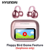 HYUNDAI M100 Clip-On Ear Headphones with Audio-Visual Touch Screen, Wireless Audio Headphones for Music & Phone Calls, Sport Waterproof & Sweatproof, with 2025 Bluetooth 6.0 for Faster, Stable Connection & Low Power Use