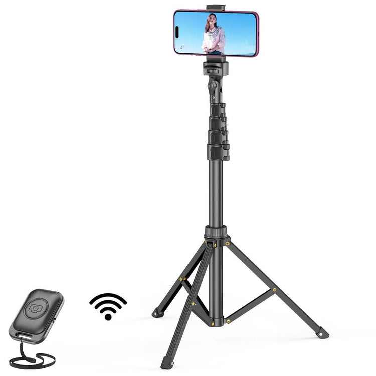 All-In-One 62" Portable Selfie Stick Tripod with Bluetooth Remote, Universal 360° Phone Holder for Iphone, Samsung, Gopro & Cameras - Perfect for Vloggers, Travel & Group Shots