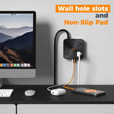 TESSAN Flat Plug Surge Protector Power Strip, 30W Fast Charging Station, 5FT Flat Extension Cord with 4 Outlets & 4 USB C, Wall Mount Compact Desk Charging Station for Office, Dorm, Home Essentials