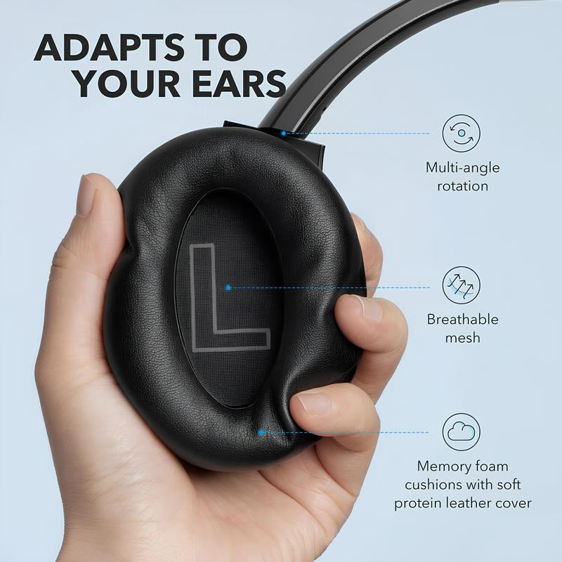Soundcore Anker Life Q20 Hybrid Active Noise Cancelling Headphones, Wireless over Ear Bluetooth Headphones, 70H Playtime, Hi-Res Audio, Deep Bass, Memory Foam Ear Cups, Travel, Office, USB-C Charging