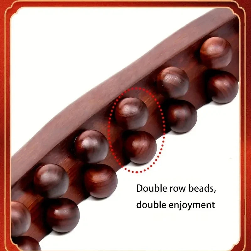1Pc Double Row of 20 Beads Massage Stick, Carbonization Massage Stick, One Universal Scraping Stomach Rubbing Abdomen Profession