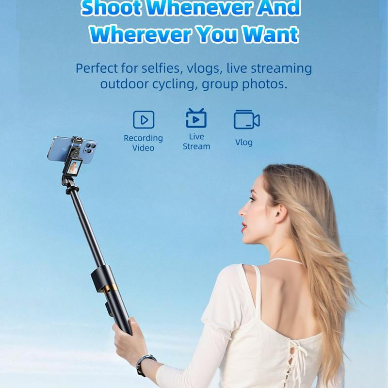 68″ Selfie Stick Tripod with Monitor, Dual Ring Light & Wireless Remote – Phone Vlog/Live Stream