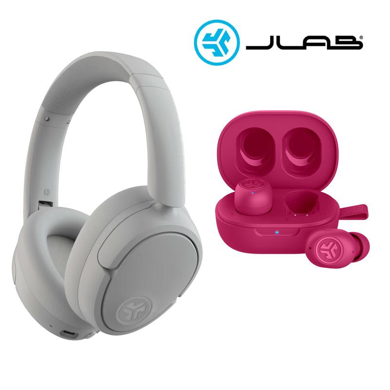 JLab JBuds Lux ANC Headphones Cloud White & JBuds Mini Pink Gift Set