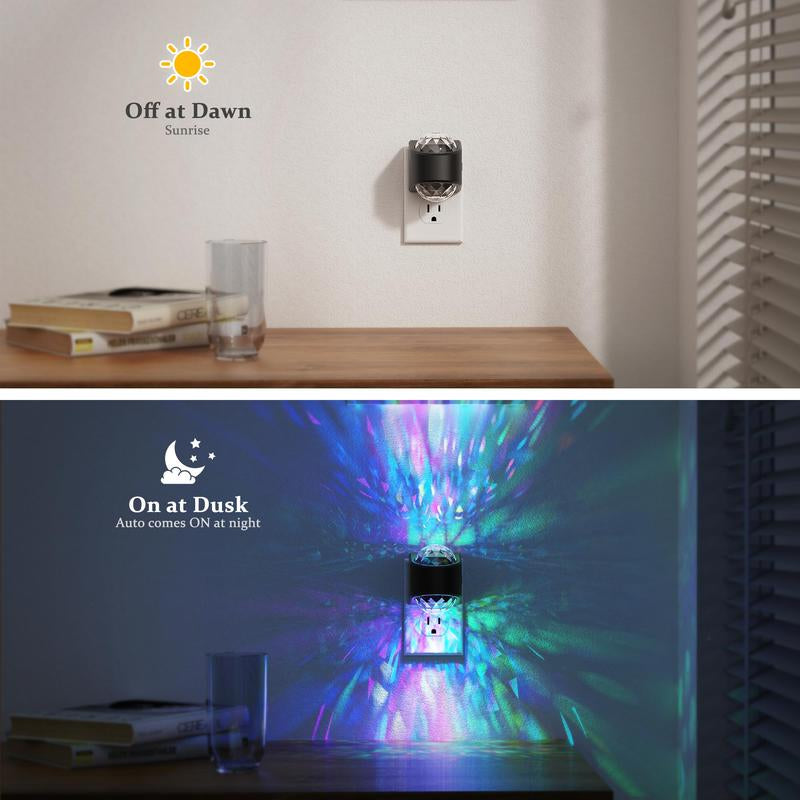 【AUTO on in Dark】Night Lights Plug into Wall, 9-Color RGB Galaxy with Dusk to Dawn Sensor, Star Projector for Bedroom, Kids, Bathroom, Home Gaming Room Decor, Christmas Gifts