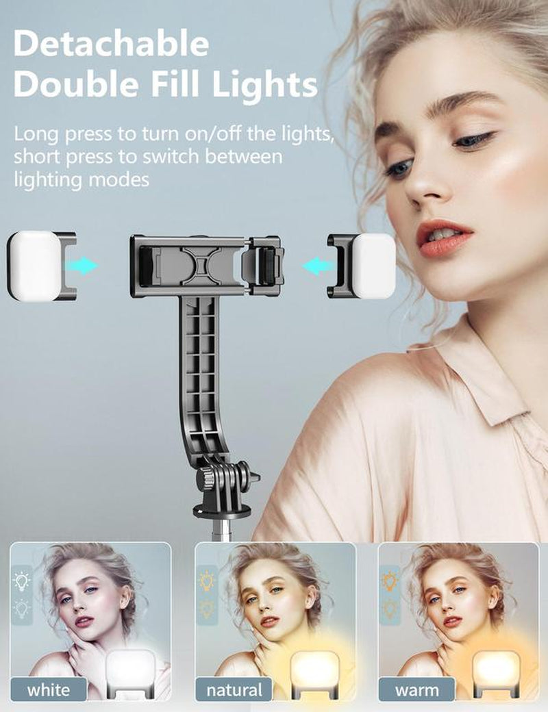 Selfie Stick Tripod with Light & Bluetooth Remote – 45″ Pnitri 4‑in‑1