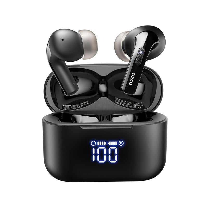 TOZO T20 Wireless Earbuds Bluetooth Headphones 48.5 Hrs Playtime with LED Digital Display Audio Earphones Noise Electronic Headset Charging Chargeable Mini Headphones In-Ear Earphone Fathersdaygift