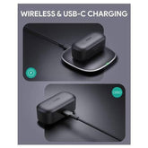 Aukey EP-T21P Wireless Earbuds charging with wireless and USB-C options.