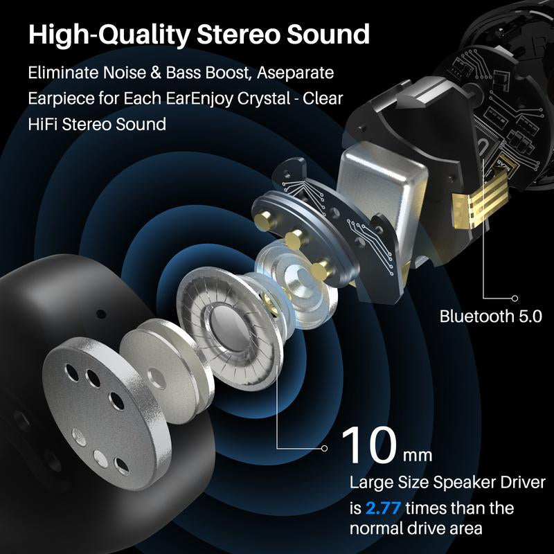 TOZO T12 Pro Wireless Earbuds Bluetooth Headphones Audio Earphones Noise Noise Cancellation Streaming Headset Electronic In-Ear Earphone App Control Fathersdaygift