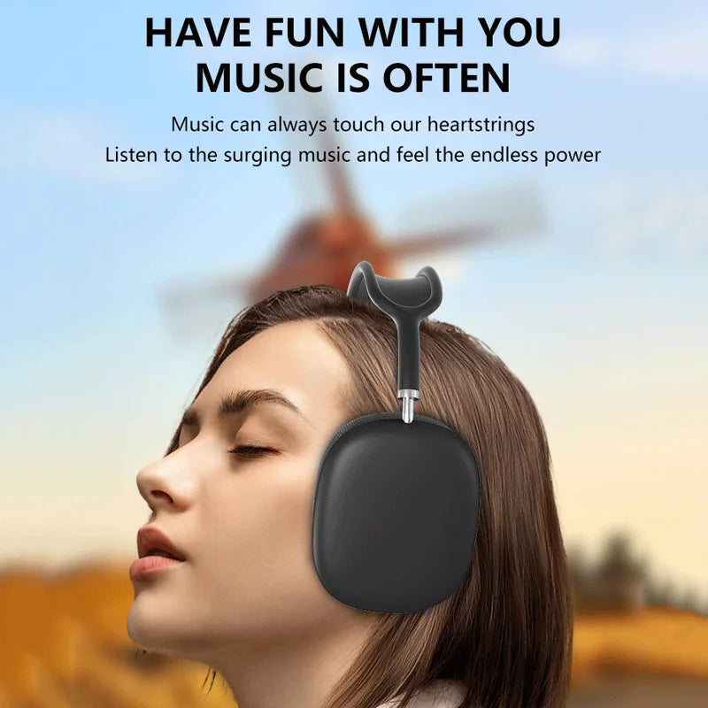 Wireless Noise-Reducing TWS Earbuds worn by a woman enjoying music outdoors.