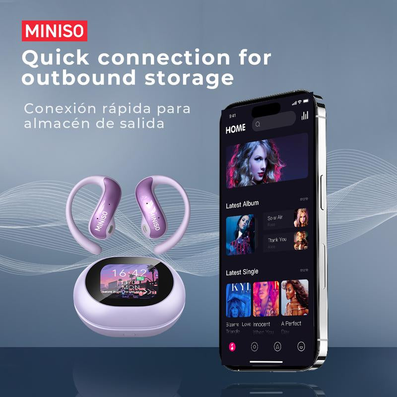 MINISO MS188 Open Ear Headphones Wireless Earphones,Ows Bluetooth 5.4 Earphones Comfortable Wear Touch Control Electronic Headphones(For Kevin)