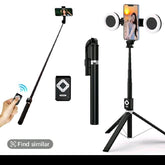 New 6 in 1 Selfie Stick with Fill Light, 67" Phone Tripod & Wireless Remote Page Turner,Bluetooth Camera Video Recording Remote,Music Control, for Iphone ,Ipad ,Ios,Android