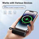 4500Mah Mini Power Bank with Built in 2 Cables & Lanyard - Ultra Compact Portable Charger Iphone,Android , Phone Holder, Charging Chargeable Black Smartphone Accessories
