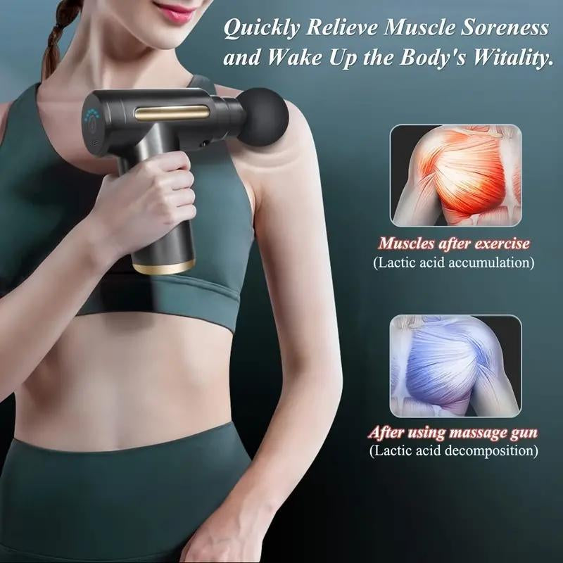 Handheld Deep Tissue Massager, 1 Box Deep Tissue Muscle Massager, Usb Rechargeable Massagers, Portable Muscle Massagers for Body, Back & Neck Massage Relaxation, Fitness Equipment for Home Gym, Workout Equipment, Vibration Machine, Relaxation Aid, Gift