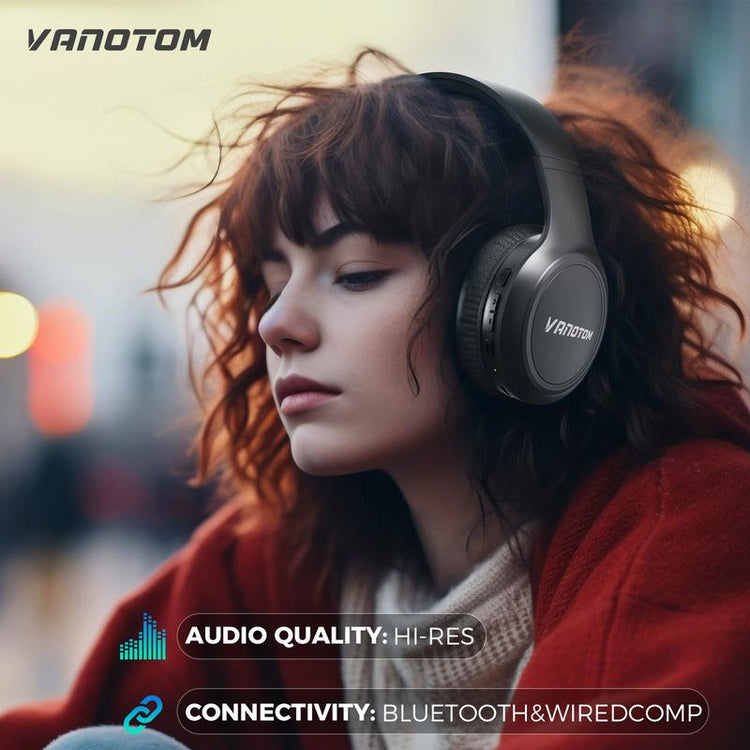 VANOTOM Folding Wireless Headphones Gaming Headset, 1 Piece Foldable over Ear Wireless Bluetooth-Compatible Headphones, Long Battery Life Audio Hifi Bass Earphone Earbuds, Wireless Headphone for Sports Music Work Use, Mother&