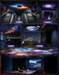 Planetarium Style Galaxy Projector showcasing various room settings including car ceiling, living room, and home theater.