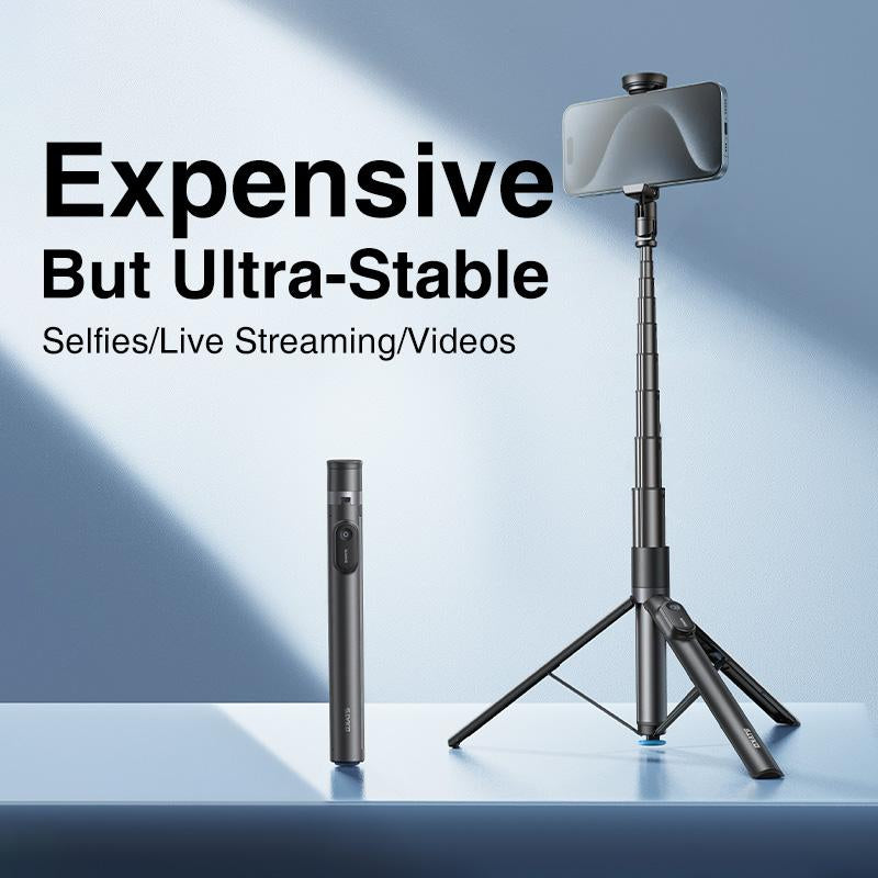 RTAKO 60"Portable Selfie Stick Tripod with Remote，One Click Open, Wireless Remote Included.For Cellphone.