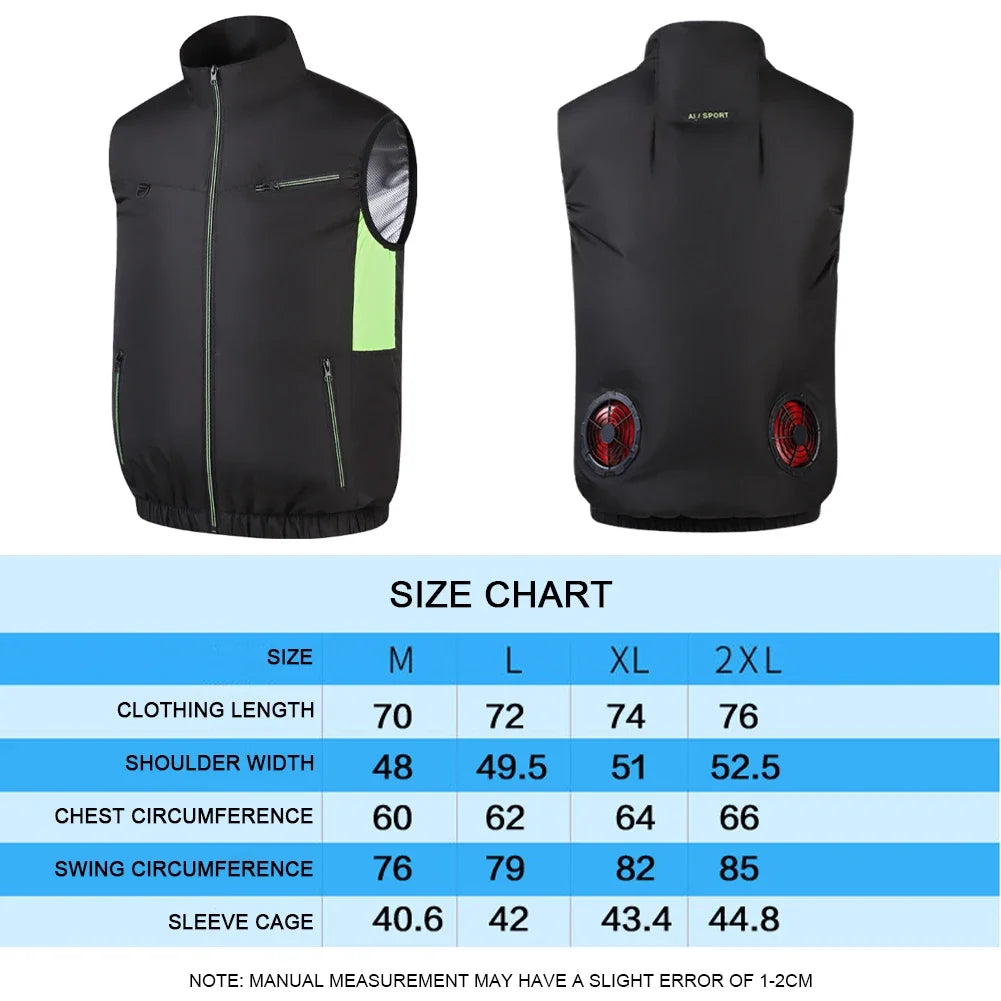 Summer Cooling Vest Ice Jacket Heat Resistant Sleeveless Workwear Breathable Wearable Cooling Fan Vest Air Conditioner Clothes