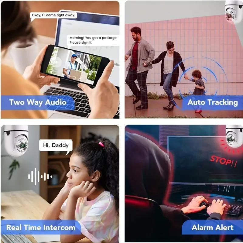 360 Degree Light Bulb Security Camera night vision