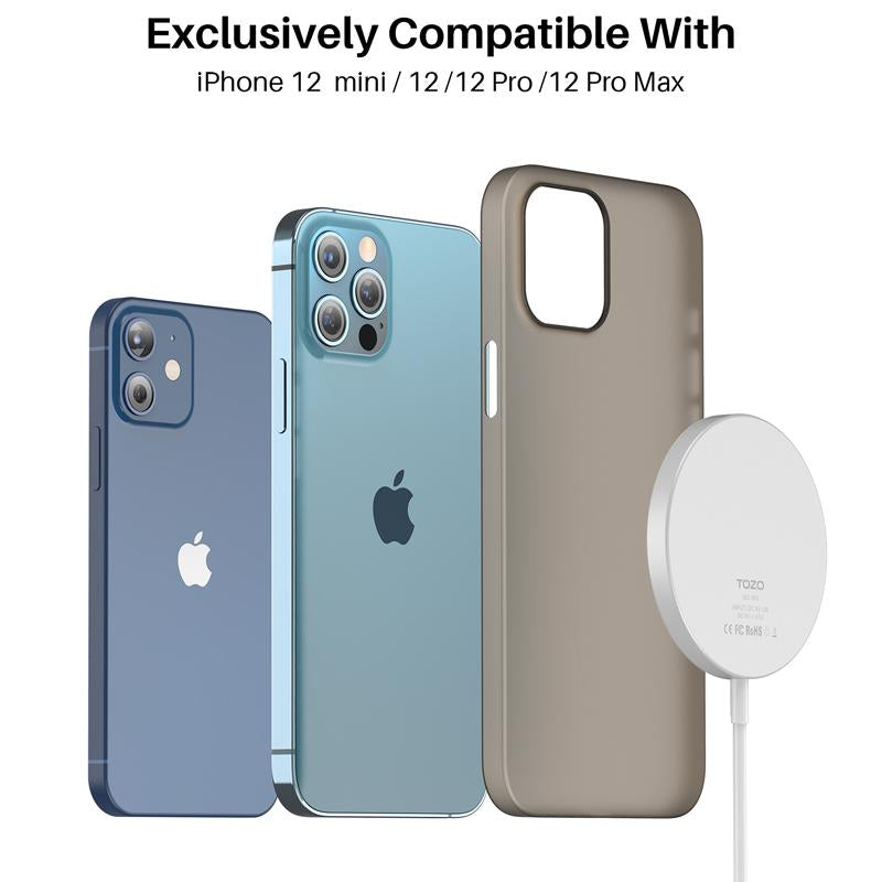 TOZO W6 Wireless Magnetic Charger, 15W Fast Charging Pad with Aviation Aluminum Numerical Control Technology Compatible with Iphone 15 14 13 Series, Samsung Galaxy Series (NO AC Adapter) Fathersdaygift Cellphone Smartphone