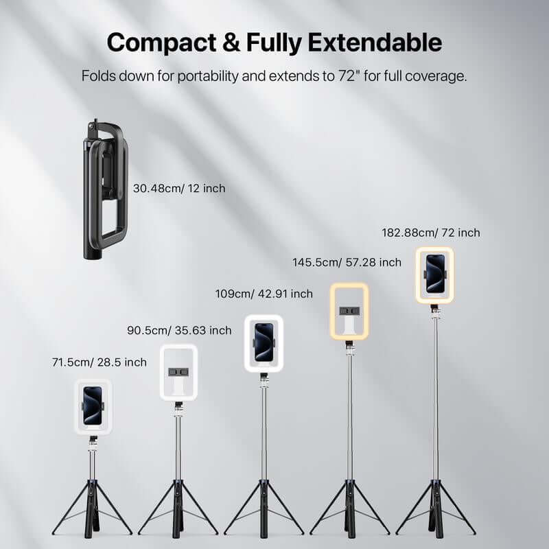 Mybat Pro Selfie Stick, Extendable Spotlight Tripod Stand with 8" Dimmable LED Light, Remote Control Cellphone Holder for Tiktok/Video Recording