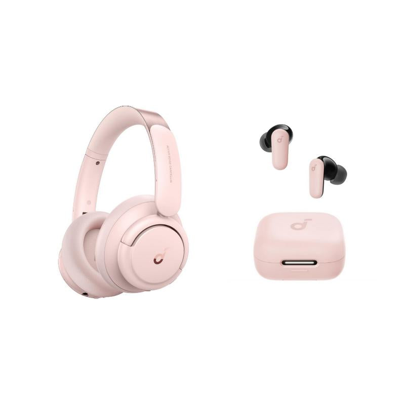 Anker Soundcore Life Q30 + P30i Sakura Pink Set – Hybrid ANC Headphones & Noise‑Cancelling Earbuds Bundle
