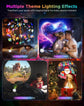Planetarium Style Galaxy Projector showcasing multiple theme lighting effects: Sea World, Romantic, Jurassic Dinosaur, and Christmas.