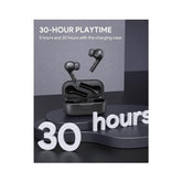 AUKEY EP-T21P Wireless Earbuds showcasing 30-hour playtime with charging case, emphasizing long-lasting battery life.