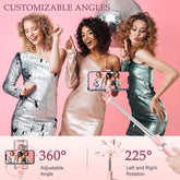 6-In-1 Selfie Tripod W/Dual Fill Lights & Wireless Remote | Portable Adjustable Phone Stand | Detachable 360° Compact Travel Tripod