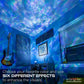 Aurora Wave LED Nebula Projector creating colorful galaxy effects on a ceiling.