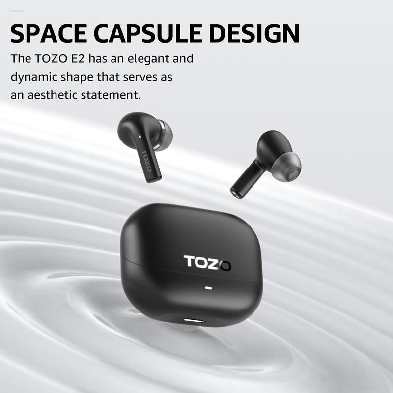 TOZO E2 Wireless Earbuds with Call Noise Cancellation, App Customize 32 Eqs, 10Mm Drivers with Powerful Bass, 30H Playtime, 2 Mics for Clear Calls, Bluetooth 5.3 Headphones, Comfort Fit In-Ear Headset Fathersdaygift Audio Charging Electronic Chargeable