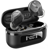 TOZO 2024NC9 Hybrid Active Noise Cancelling Wireless Earbuds ENC IPX8 Waterproof Bluetooth 5.3 Headphones Stereo Bass Heasets Headsets Audio Headphones Audifonos Traveling Gadgets Electronic Fathersdaygift Dark Black Microphone Charging