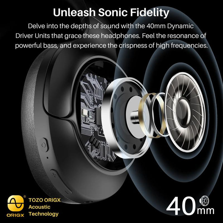 TOZO HT2 ANC Headphones, Wireless over Ear Bluetooth Headphones