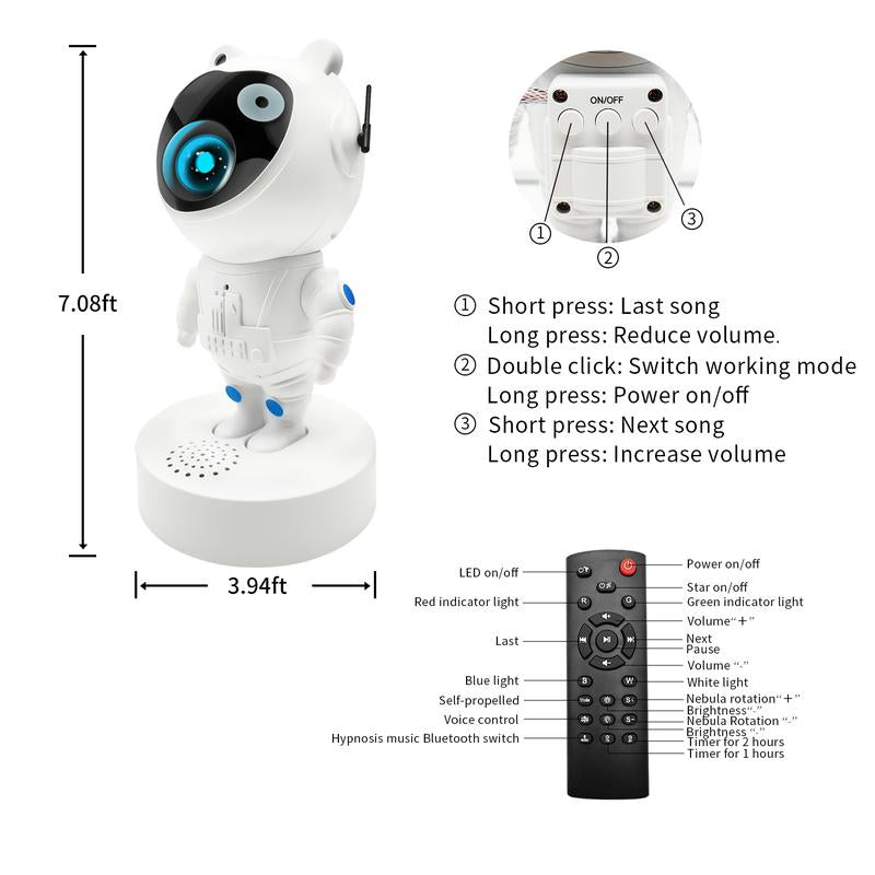 Astronaut Galaxy Projector with Timer and Remote, Nebula Ceiling LED Lamp with Bluetooth Speaker Best Gift for Kids Room Decor Aesthetic Birthdays