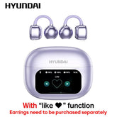 HYUNDAI M100 Clip-On Ear Headphones with Audio-Visual Touch Screen, Wireless Audio Headphones for Music & Phone Calls, Sport Waterproof & Sweatproof, with 2025 Bluetooth 6.0 for Faster, Stable Connection & Low Power Use