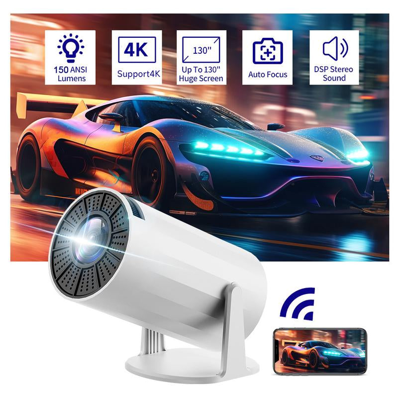 [Summer Deals] Nerunsa Mini Projector Portable Projector 4K 1080P Full HD Support, Smart Projector 5G Wifi 6 BT5.0 Auto Horizontal Correction, 360° Rotatable Outdoor Projector for Phone/Tv Stick/Laptop