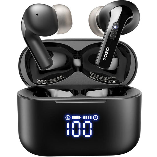 TOZO T20 Wireless Earbuds Bluetooth Headphones 48.5 Hrs Playtime with LED Digital Display Audio Earphones Noise Electronic Headset Charging Chargeable Mini Headphones In-Ear Earphone Fathersdaygift