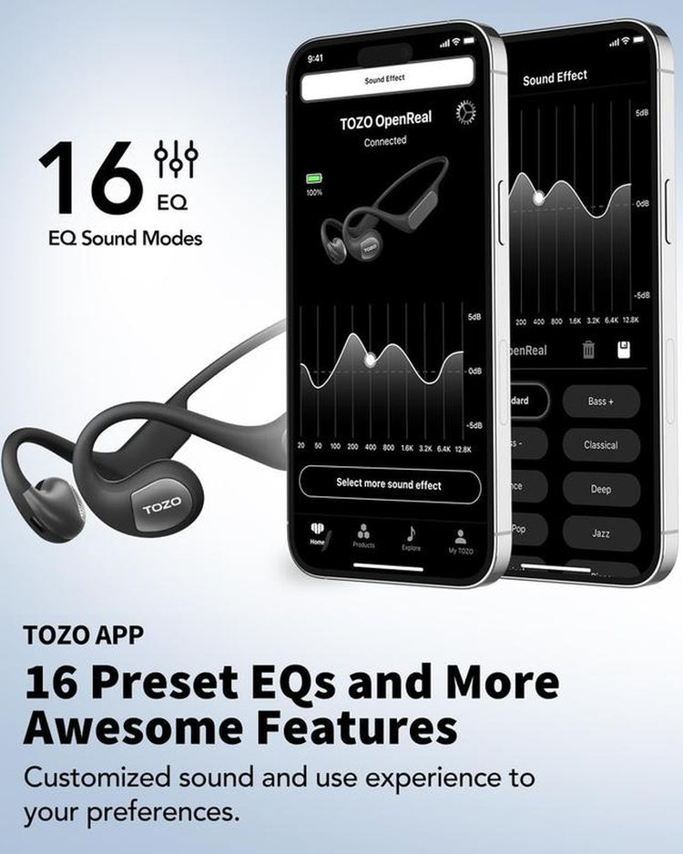 TOZO Openreal Open Ear Headphones Bluetooth 5.3 Air Conduction Wireless Headphones Sport Earbuds with Premium Sound Audio Connection Wireless Earphone Open-Ear Headphone Fathersdaygift