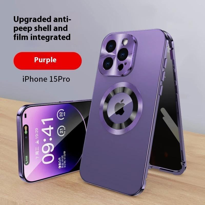 Magnetic Privacy Case with Built‑in Glass Screen for iPhone 12–16 (MagSafe)