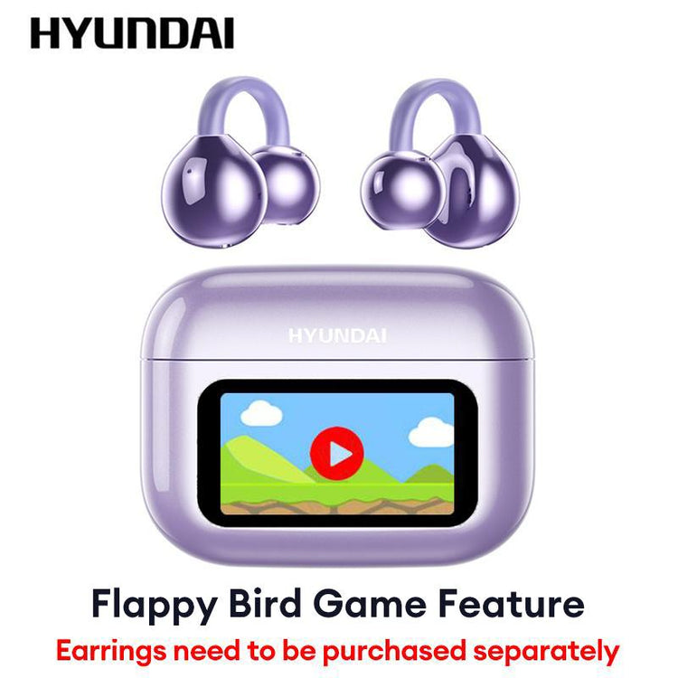 HYUNDAI M100 Clip-On Ear Headphones with Audio-Visual Touch Screen, Wireless Audio Headphones for Music & Phone Calls, Sport Waterproof & Sweatproof, with 2025 Bluetooth 6.0 for Faster, Stable Connection & Low Power Use