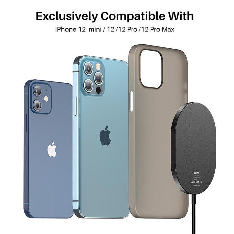 TOZO W10 Magnets Wireless Charger & USB C Charger Aviation Aluminum Computer Numerical Control Technology Fast Charging Compatible for Iphone Series Black Cellphone Smartphone Electronic Mobile Cellphone Smartphone Magnetic