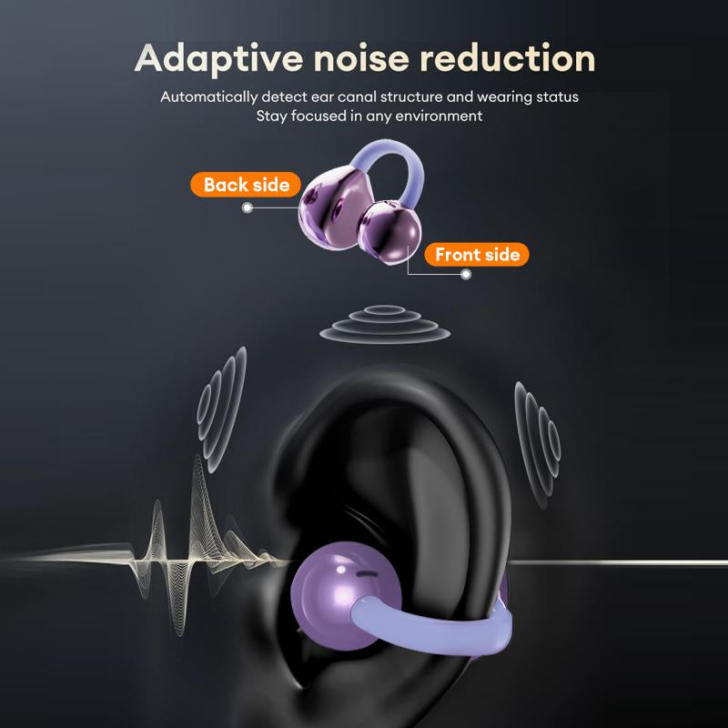 HYUNDAI M100 Clip-On Ear Headphones with Audio-Visual Touch Screen, Wireless Audio Headphones for Music & Phone Calls, Sport Waterproof & Sweatproof, with 2025 Bluetooth 6.0 for Faster, Stable Connection & Low Power Use