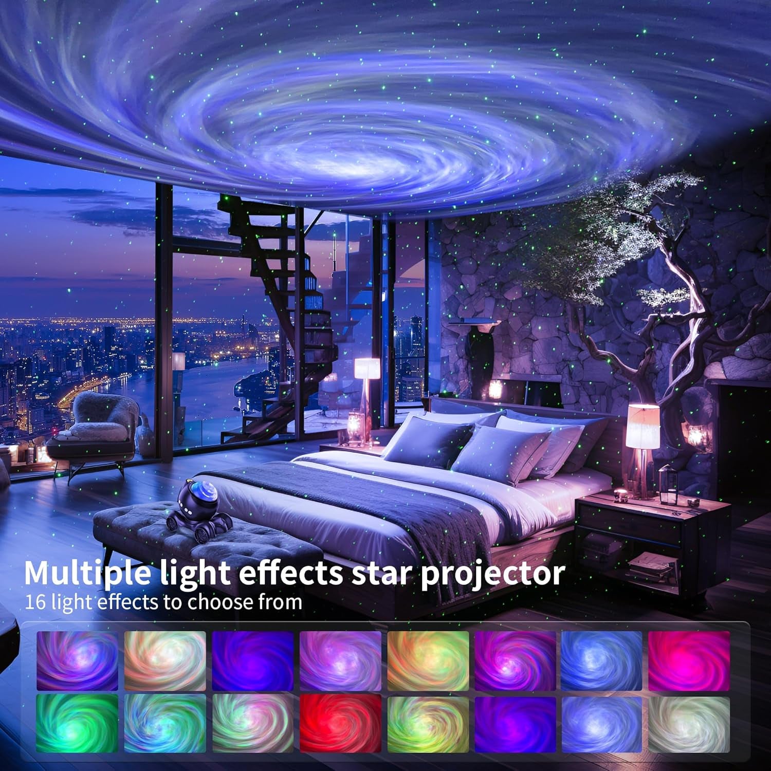 galaxy star projector night light with bluetooth speaker