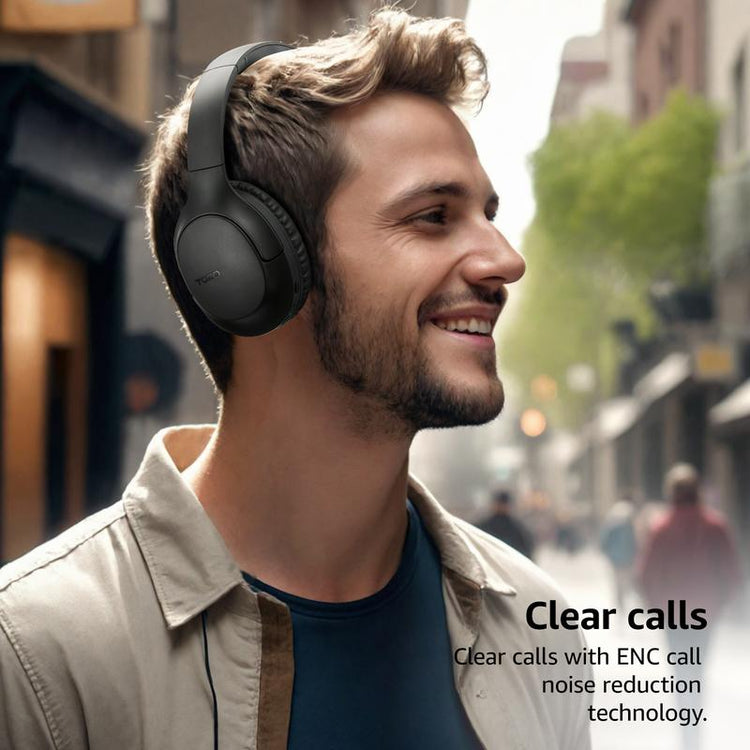 TOZO HA1 Bluetooth 5.4 Headphones, ENC Call Noise Cancelling with Mic over Ear Wireless Headset Foldable with 70H Playback, Stereo Bass, EQ Modes via Button & APP for Travel Home Black Fathersdaygift Audio Earbud Electronic