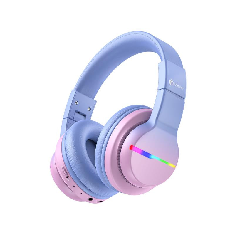 iClever Kids Bluetooth Headphones with LED Lights and Volume Limiter – 55H Playtime Wireless Headset with Mic for iPad and Tablet
