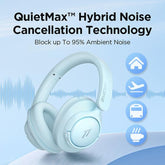 traveler using 1MORE SonoFlow SE wireless noise canceling headphones