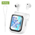 Bluetooth 6.0 Wireless Earphones – HTC NE20 with LED display and wireless earbuds in white color.