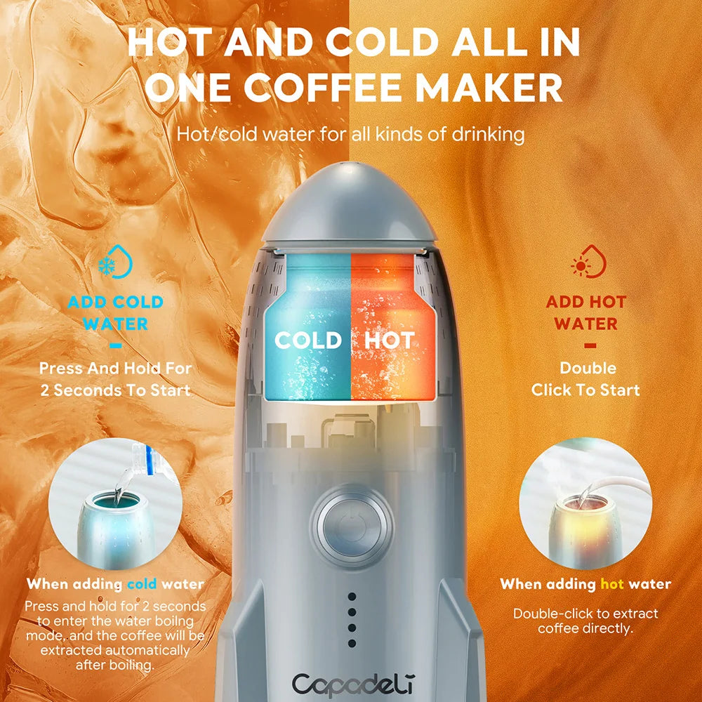 Portable Electric Espresso Coffee Maker Camping Self-Heating Car Travel Coffee Maker for Ground Coffee Dolce Gusto NS Capsule