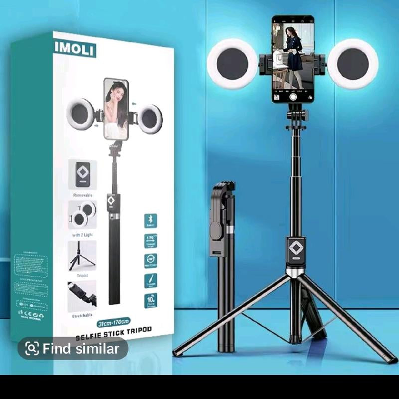 6 in 1 Selfie Stick Tripod with Fill Light & Wireless Remote for iOS & Android
